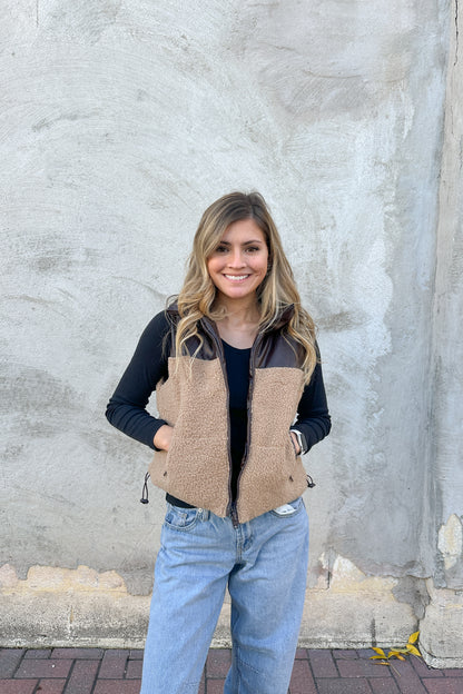 REVERSIBLE BROWN SHERPA VEST