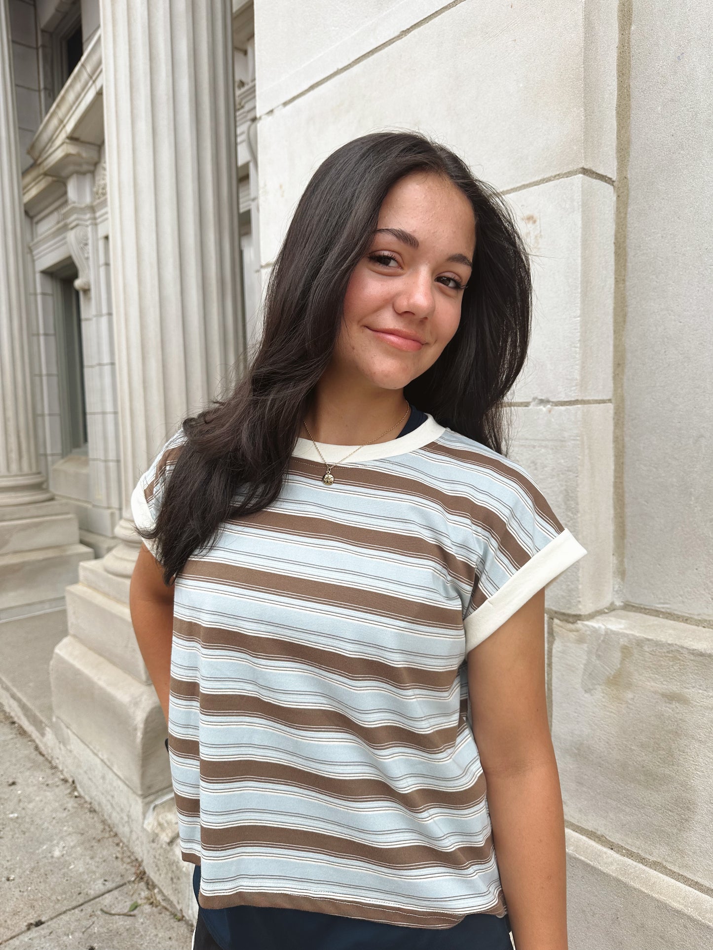 MULTICOLOR STRIPED CREWNECK TEE