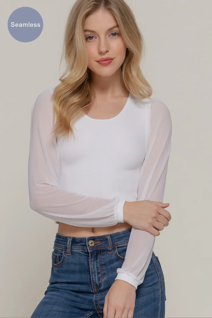 MESH LONG SLEEVE TOP