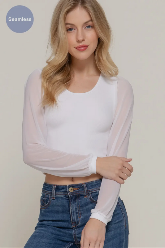MESH LONG SLEEVE TOP