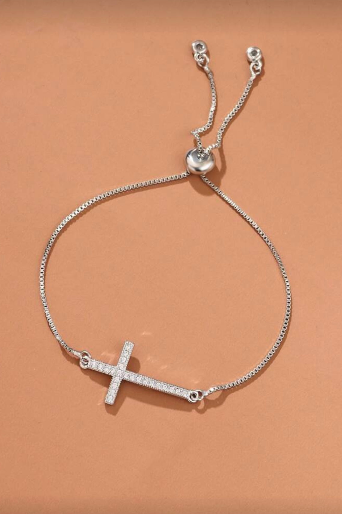 PAVE CROSS ADJUSTABLE BRACELET