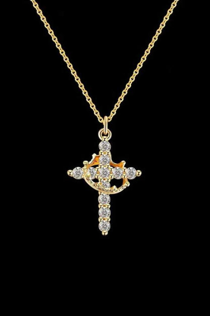 CROSS & CROWN CHARM NECKLACE