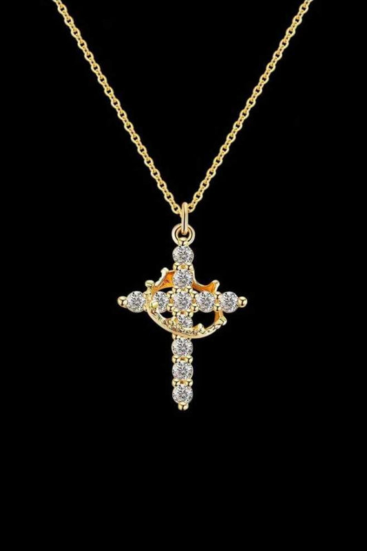 CROSS & CROWN CHARM NECKLACE