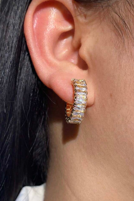 GOLD BAGUETTE HOOP EARRINGS