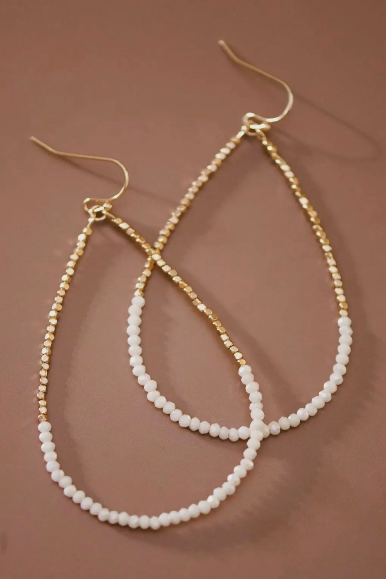 LAST ONE! ✨ WHITE BEADED HOOP EARRINGS