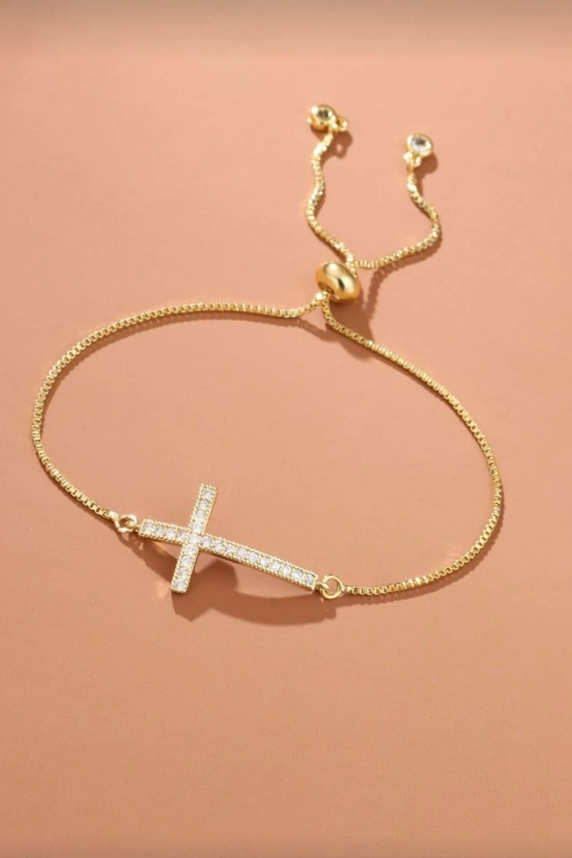 PAVE CROSS ADJUSTABLE BRACELET