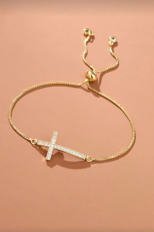 PAVE CROSS ADJUSTABLE BRACELET