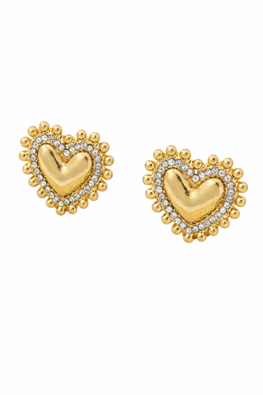 GOLD AND SILVER HEART STUDS
