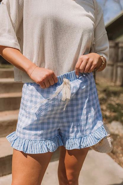GINGHAM RUFFLE SHORTS