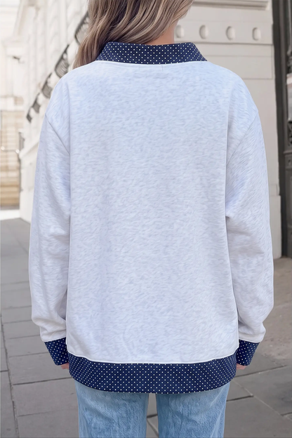 "JESUS" POLKA DOT MOCK NECK SWEATSHIRT